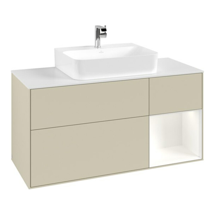 V&B Waschtischunterschrank Finion 120cm, Pl w m, Rg r w m Lac, si Gr m Lac