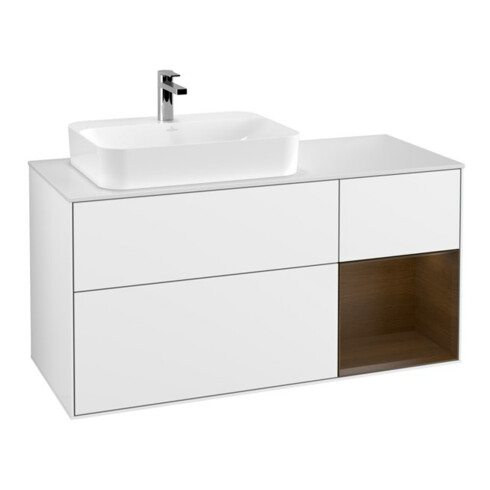 V&B Waschtischunterschrank Finion 120cm, Pl w m, Rg r wal ven, glo wh. Lac