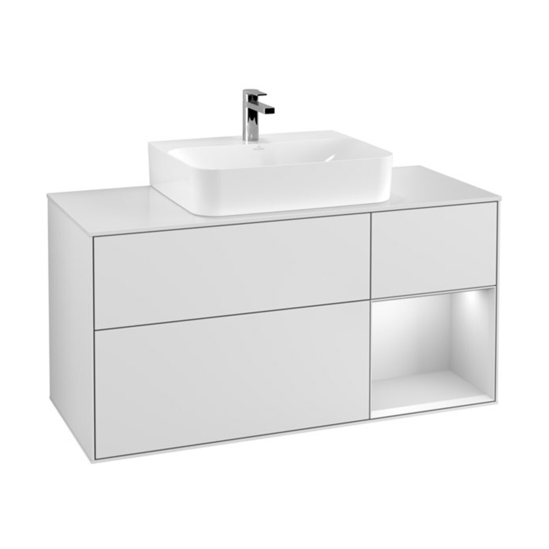 V&B Waschtischunterschrank Finion 120cm, Pl w m, Rg r wh. m Lac, wh. m Lac