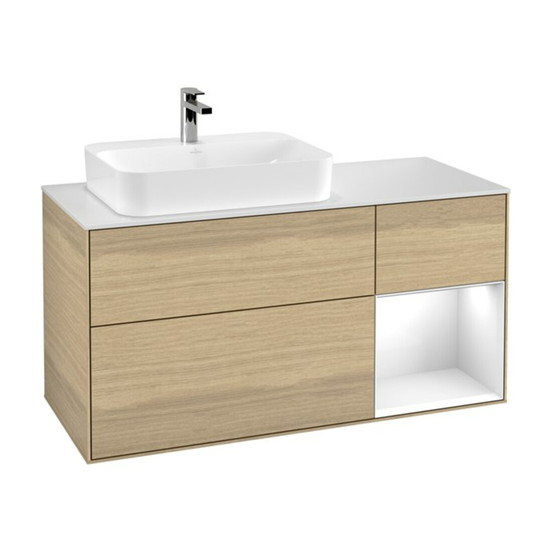 V&B Waschtischunterschrank Finion 120cm, Pl w m, Rg re glo wh. Lac, Oa ven