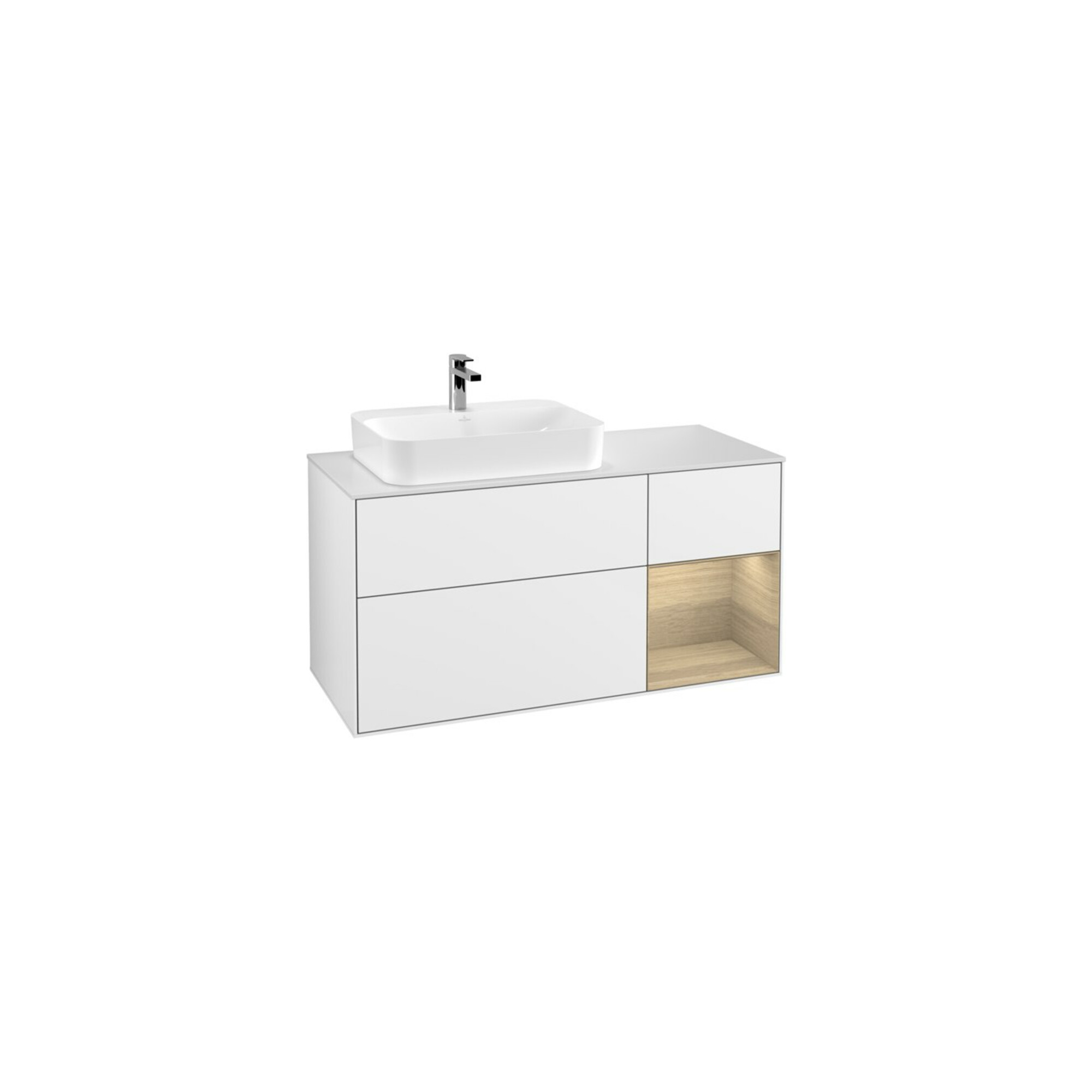 V&B Waschtischunterschrank Finion 120cm, Pl w m, Rg re Oa ven, glo wh. Lac ; Villeroy & Boch