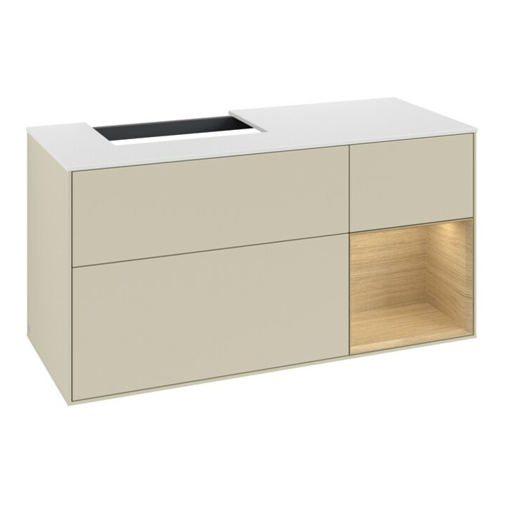 V&B Waschtischunterschrank Finion 120cm, Pl w m, Rg re Oa ven, si Gr m Lac