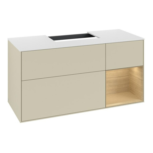 V&B Waschtischunterschrank Finion 120cm, Pl w m, Rg re Oa ven, si Gr m Lac