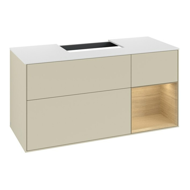 V&B Waschtischunterschrank Finion 120cm, Pl w m, Rg re Oa ven, si Gr m Lac