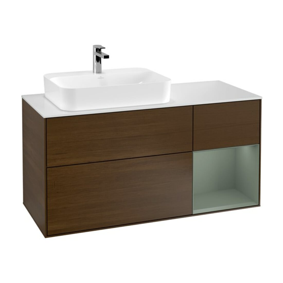 V&B Waschtischunterschrank Finion 120cm, Pl w m, Rg re Oli. m Lac, wal ven