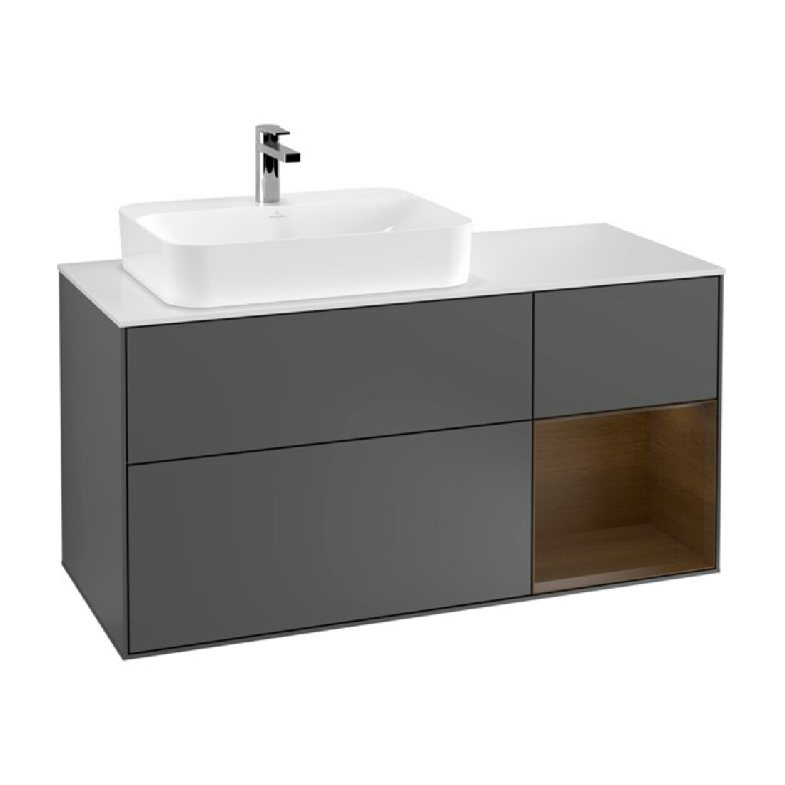 V&B Waschtischunterschrank Finion 120cm, Pl w m, Rg re wal ven, Anthrac. m