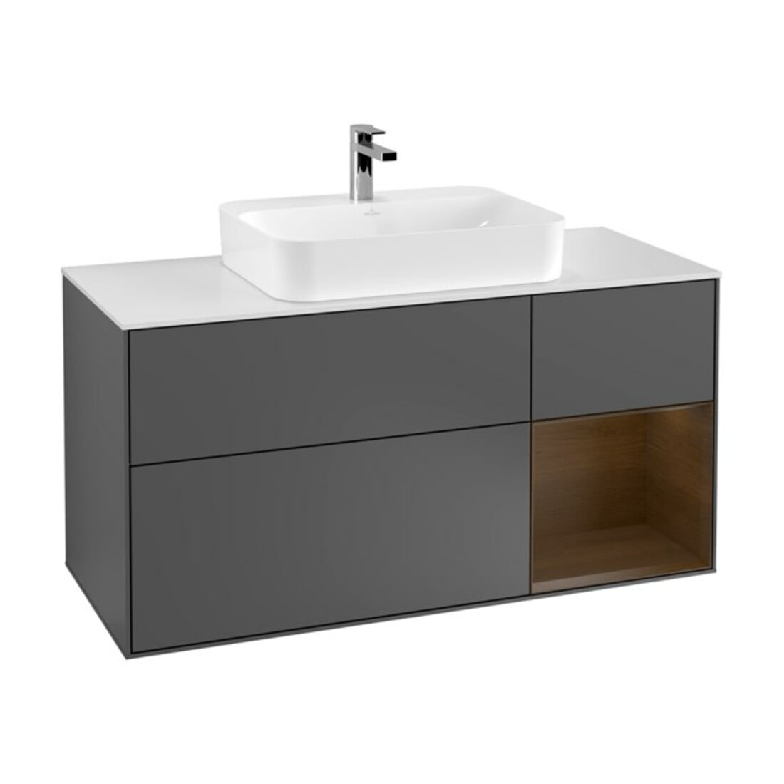 V&B Waschtischunterschrank Finion 120cm, Pl w m, Rg re wal ven, Anthrac. m