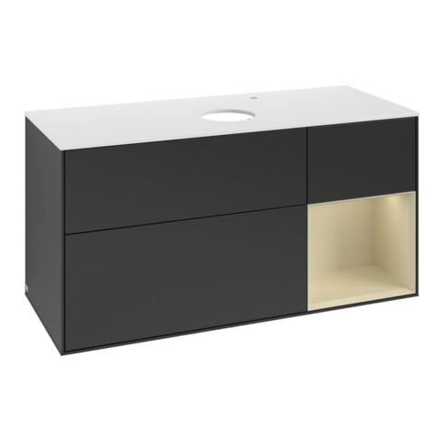 V&B Waschtischunterschrank Finion 120cm, Pl w m, Rg si Gr m Lac, bla m Lac