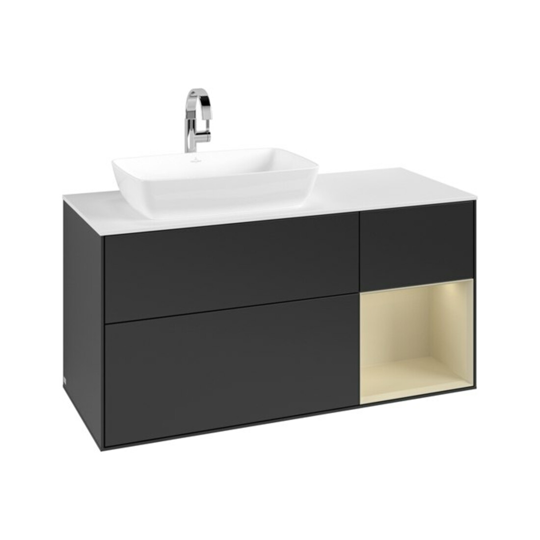 V&B Waschtischunterschrank Finion 120cm, Pl w m, Rg si Gr m Lac, bla m Lac