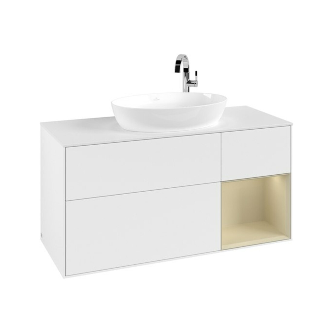 V&B Waschtischunterschrank Finion 120cm, Pl w m, Rg si Gr m Lac, wh. m Lac
