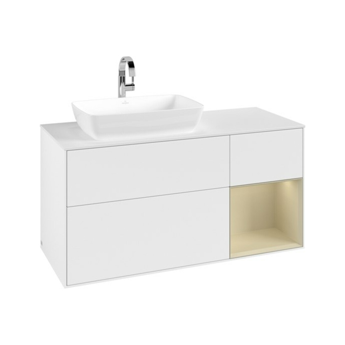 V&B Waschtischunterschrank Finion 120cm, Pl w m, Rg si Gr m Lac, wh. m Lac