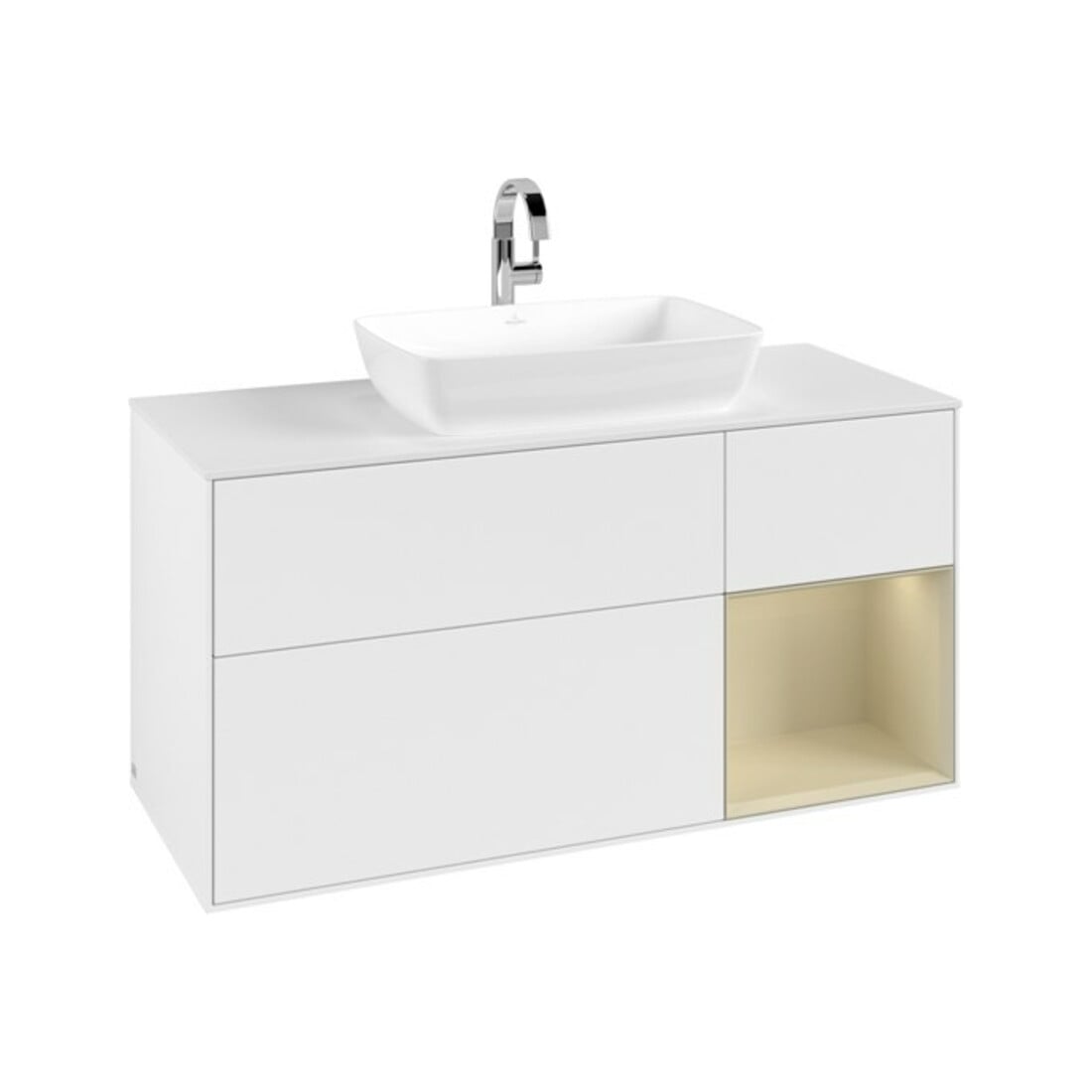 V&B Waschtischunterschrank Finion 120cm, Pl w m, Rg si Gr m Lac, wh. m Lac