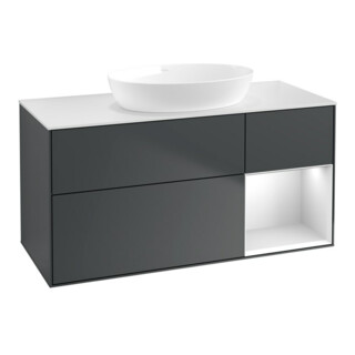 V&B Waschtischunterschrank Finion 120cm, Pl w m, Rg w m Lac, md bl. m Lac