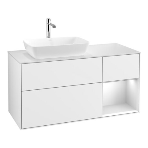 V&B Waschtischunterschrank Finion 120cm, Pl w m, Rg wh. m Lac, glo wh. Lac