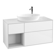 V&B Waschtischunterschrank Finion 120cm, Pl w m, Rg wh. m Lac, glo wh. Lac