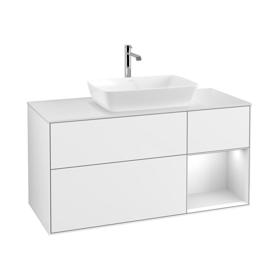 V&B Waschtischunterschrank Finion 120cm, Pl w m, Rg wh. m Lac, glo wh. Lac