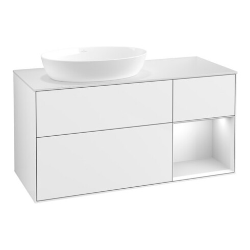V&B Waschtischunterschrank Finion 120cm, Pl w m, Rg wh. m Lac, glo wh. Lac