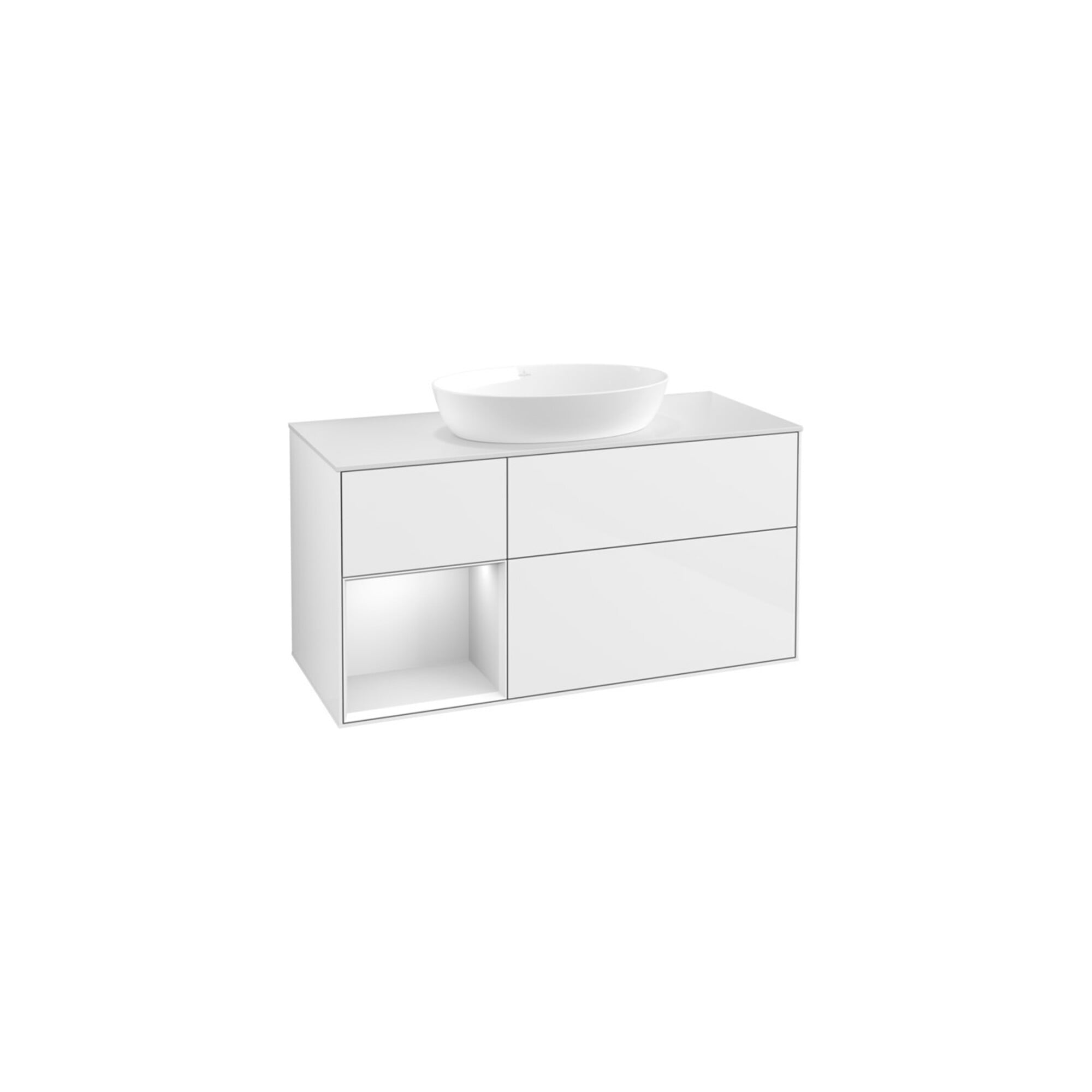 V&B Waschtischunterschrank Finion 120cm, Pl w m, Rg wh. m Lac, glo wh. Lac ; Villeroy & Boch