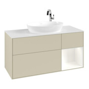 V&B Waschtischunterschrank Finion 120cm, Pl w m, Rg wh. m Lac, si Gr m Lac