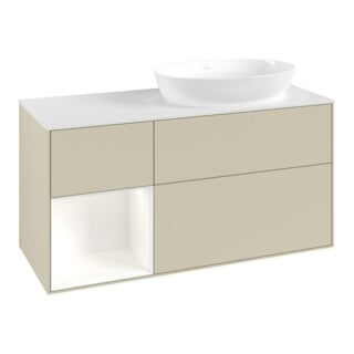 V&B Waschtischunterschrank Finion 120cm, Pl w m, Rg wh. m Lac, si Gr m Lac