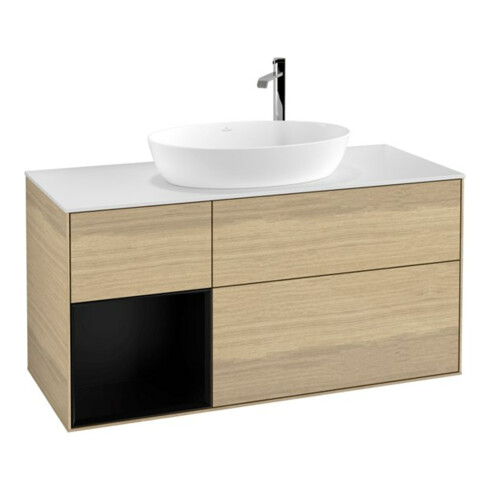 V&B Waschtischunterschrank Finion 120cm, Pl wh. m, Reg bla m Lac, Oa ven