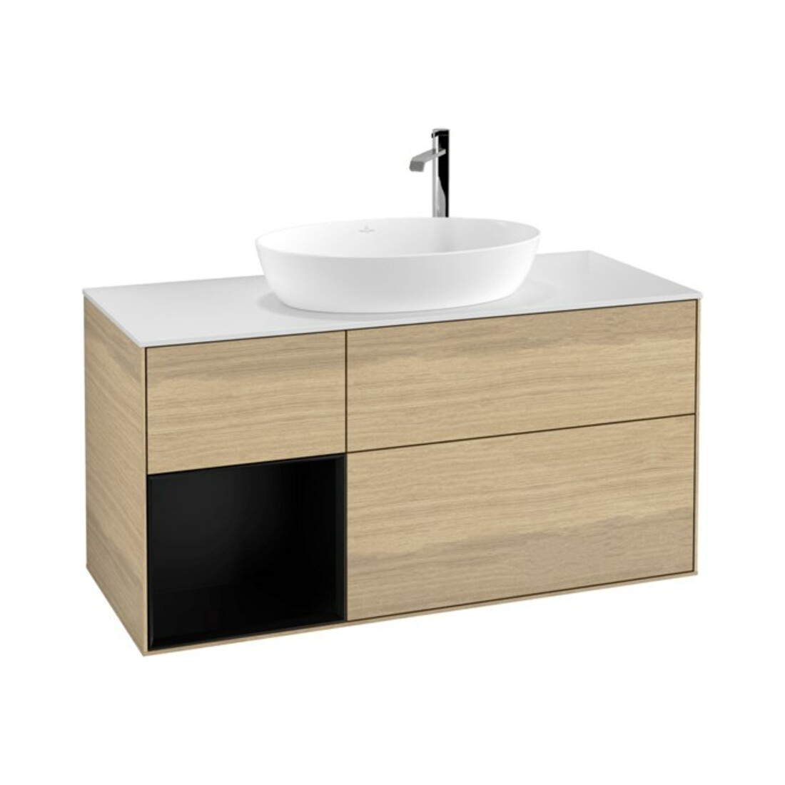 V&B Waschtischunterschrank Finion 120cm, Pl wh. m, Reg bla m Lac, Oa ven