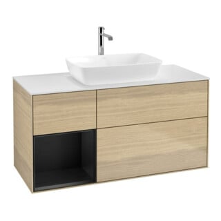 V&B Waschtischunterschrank Finion 120cm, Pl wh. m, Reg bla m Lac, Oa ven