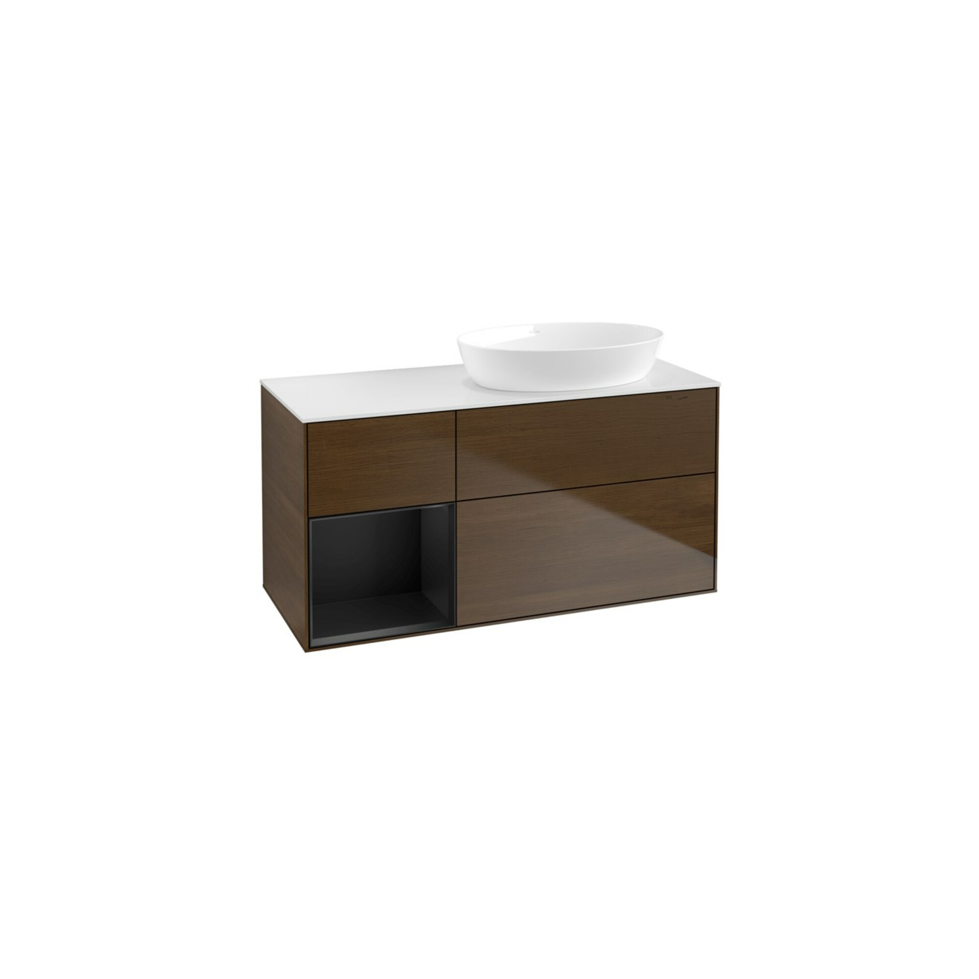 V&B Waschtischunterschrank Finion 120cm, Pl wh. m, Reg bla m Lac, wal ven ; Villeroy & Boch