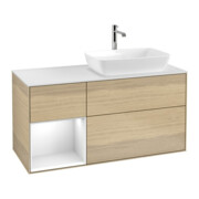 V&B Waschtischunterschrank Finion 120cm, Pl wh. m, Reg glo wh. Lac, Oa ven