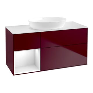 V&B Waschtischunterschrank Finion 120cm, Pl wh. m, Reg glo wh. Lac, Peo m