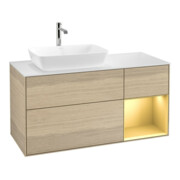 V&B Waschtischunterschrank Finion 120cm, Pl wh. m, Reg gol m Lac, Oa ven