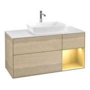 V&B Waschtischunterschrank Finion 120cm, Pl wh. m, Reg gol m Lac, Oa ven