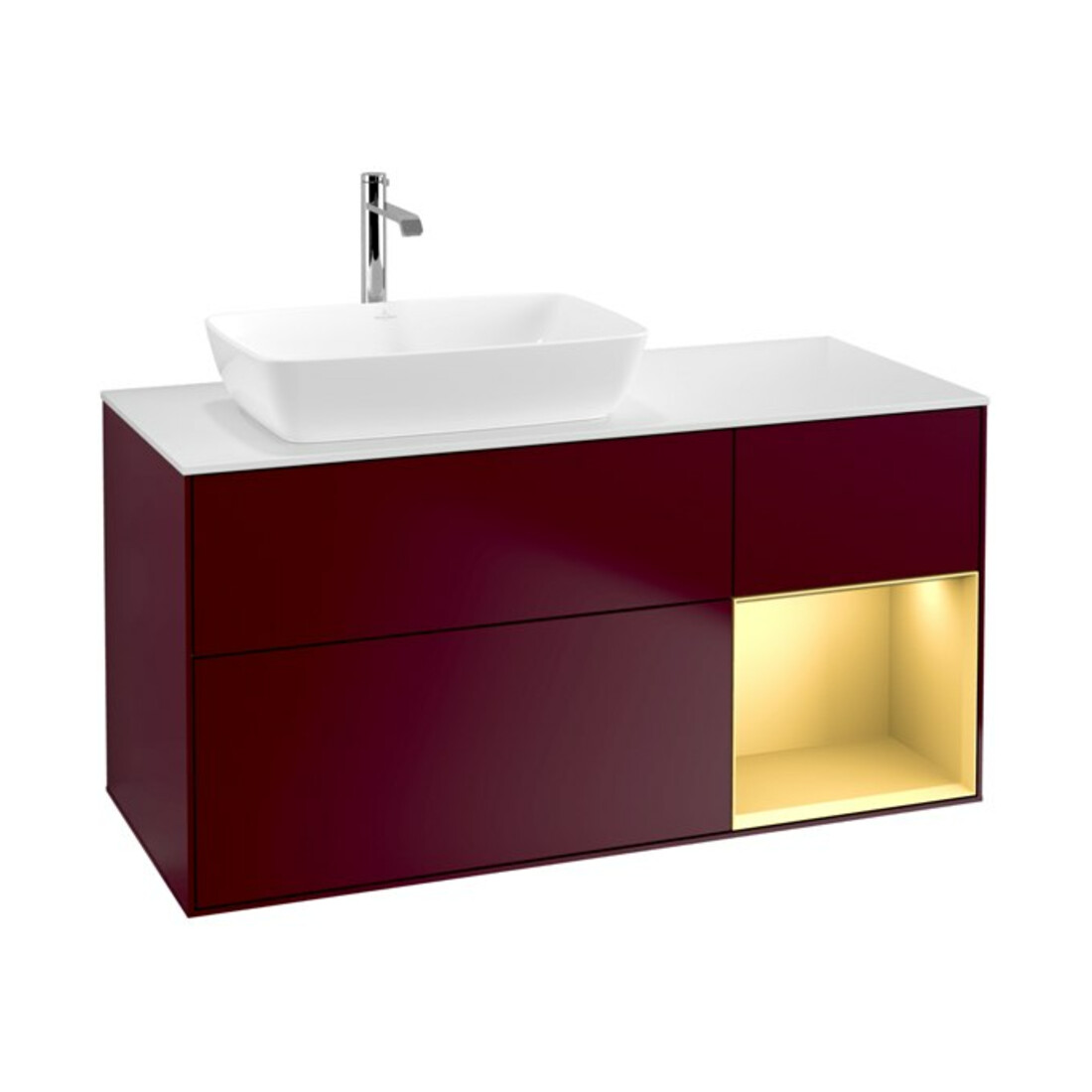 V&B Waschtischunterschrank Finion 120cm, Pl wh. m, Reg gol m Lac, Peo m