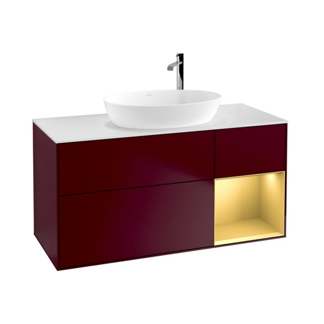 V&B Waschtischunterschrank Finion 120cm, Pl wh. m, Reg gol m Lac, Peo m