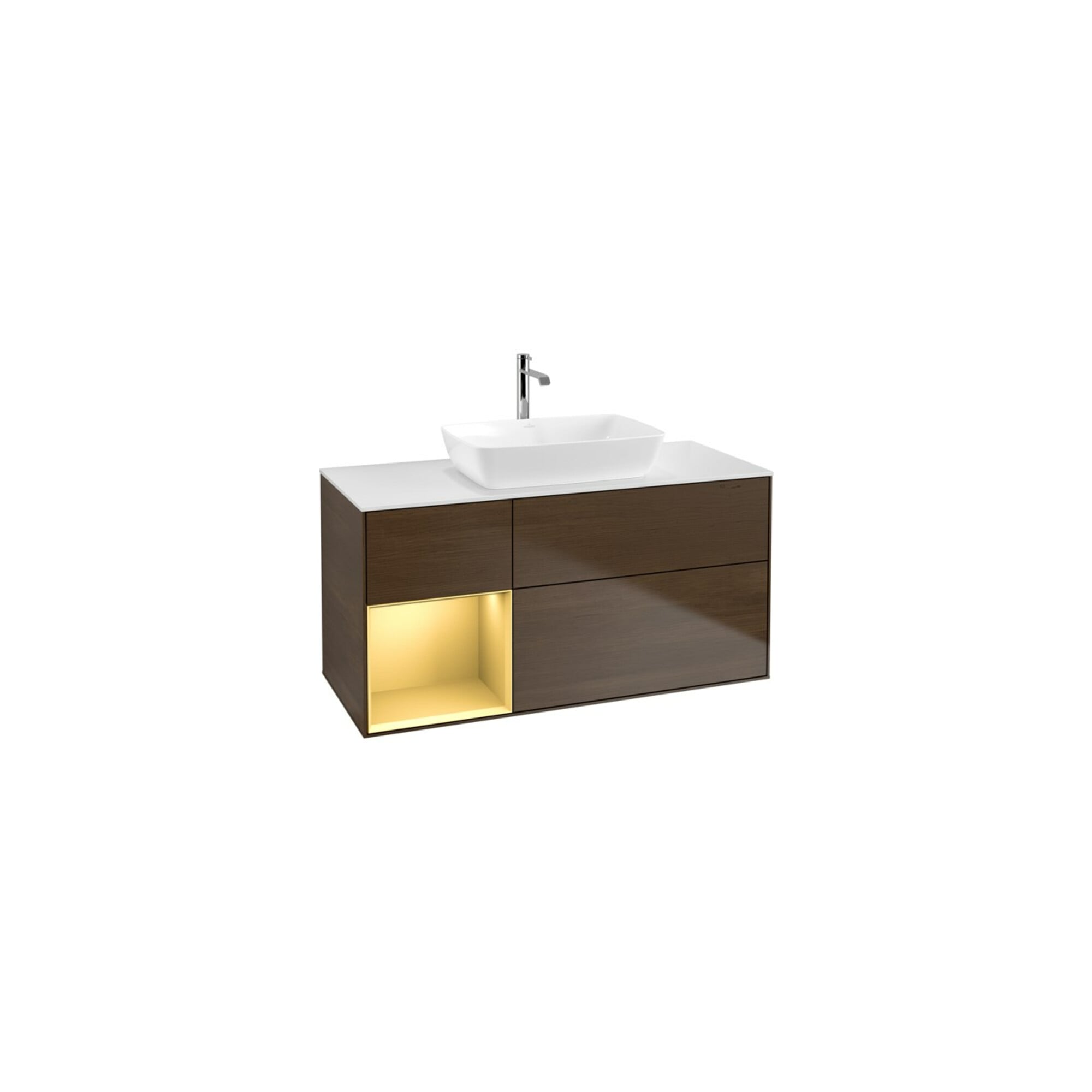 V&B Waschtischunterschrank Finion 120cm, Pl wh. m, Reg gol m Lac, wal ven ; Villeroy & Boch