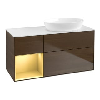 V&B Waschtischunterschrank Finion 120cm, Pl wh. m, Reg gol m Lac, wal ven