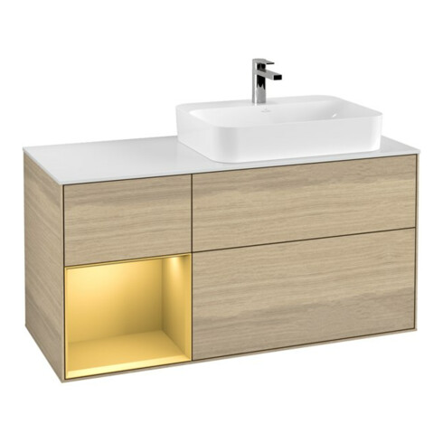 V&B Waschtischunterschrank Finion 120cm, Pl wh. m, Reg li gol m, Oa ven