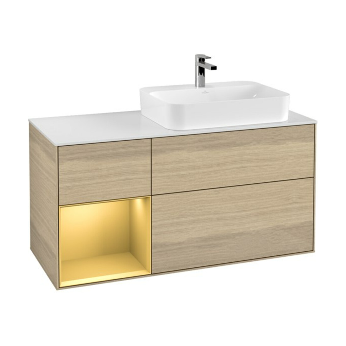V&B Waschtischunterschrank Finion 120cm, Pl wh. m, Reg li gol m, Oa ven