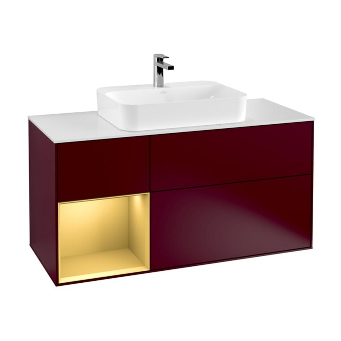 V&B Waschtischunterschrank Finion 120cm, Pl wh. m, Reg li gol m, Peo m