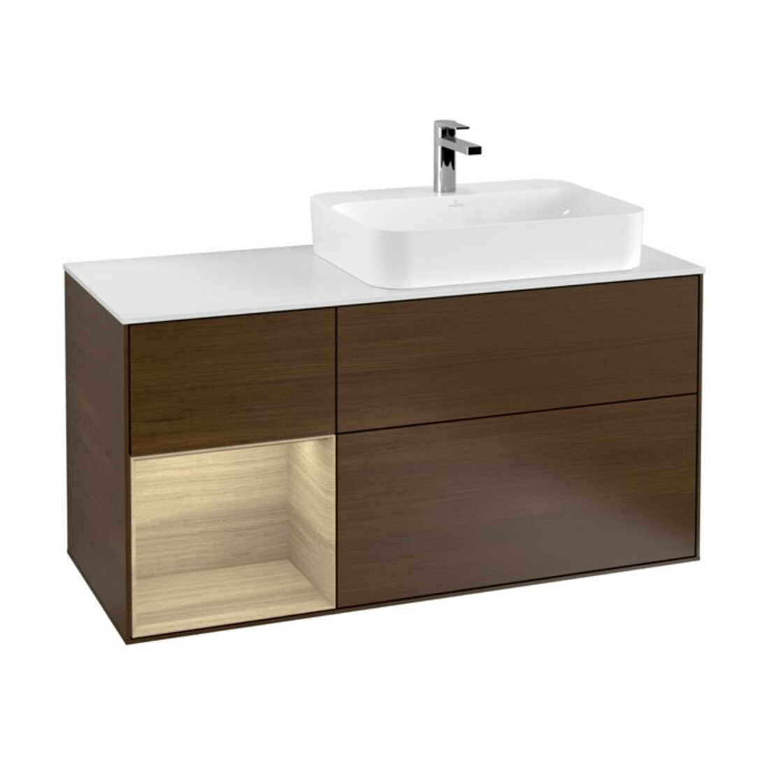 V&B Waschtischunterschrank Finion 120cm, Pl wh. m, Reg li Oa ven, wal ven