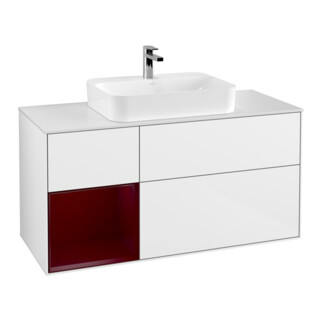 V&B Waschtischunterschrank Finion 120cm, Pl wh. m, Reg li Peo, glo wh. Lac