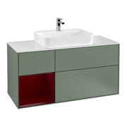 V&B Waschtischunterschrank Finion 120cm, Pl wh. m, Reg li Peo, Oli. m Lac