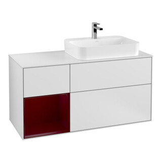 V&B Waschtischunterschrank Finion 120cm, Pl wh. m, Reg li Peo, wh. m Lac