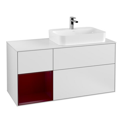 V&B Waschtischunterschrank Finion 120cm, Pl wh. m, Reg li Peo, wh. m Lac