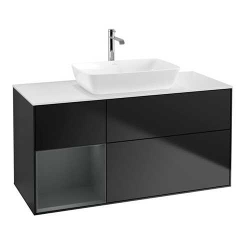 V&B Waschtischunterschrank Finion 120cm, Pl wh. m, Reg md m Lac, bla m Lac