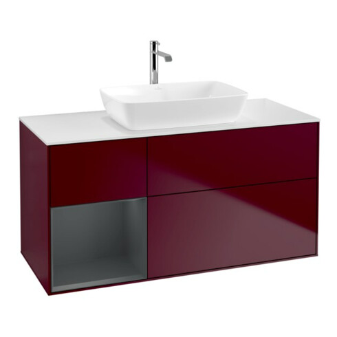 V&B Waschtischunterschrank Finion 120cm, Pl wh. m, Reg md m Lac, Peo m