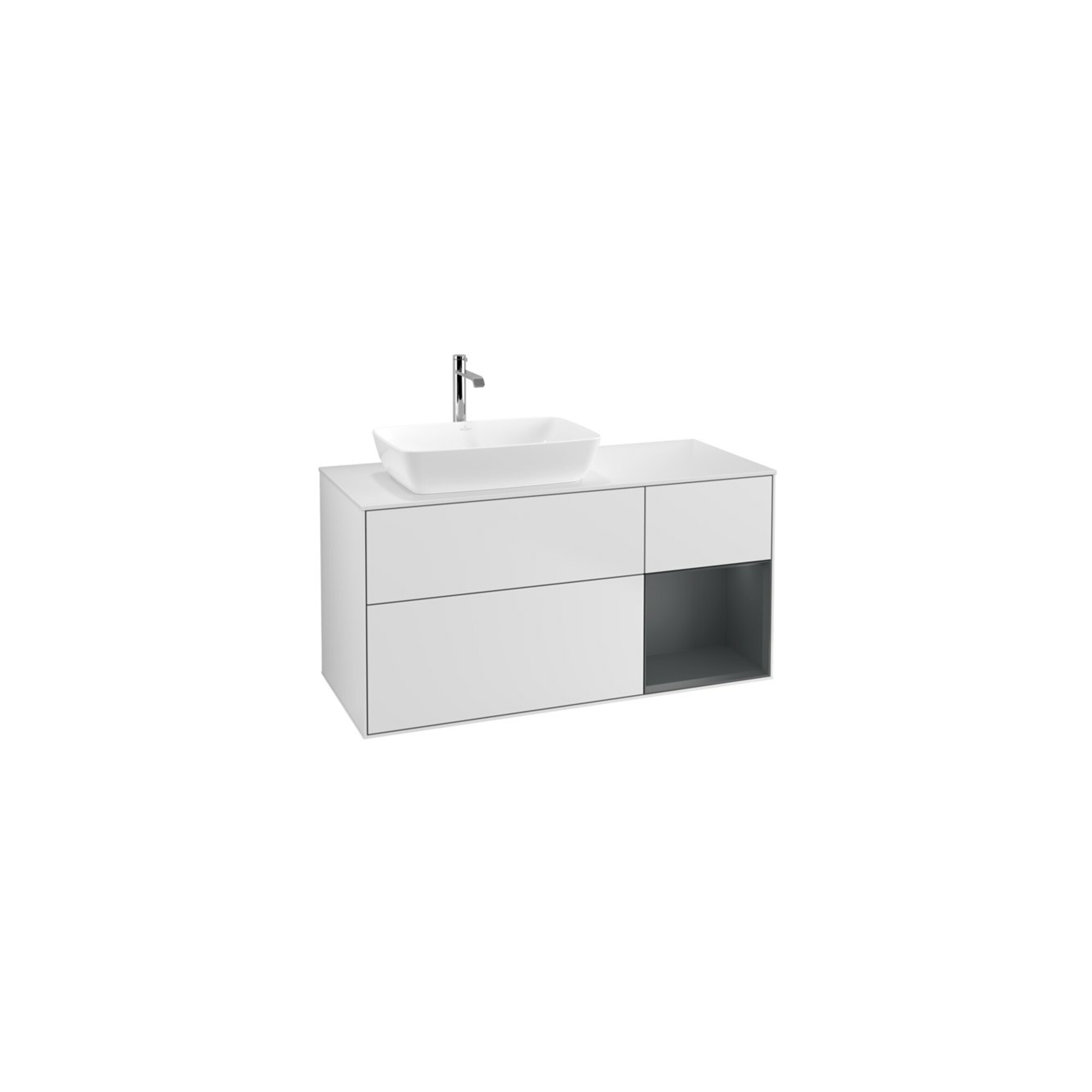 V&B Waschtischunterschrank Finion 120cm, Pl wh. m, Reg md m Lac, wh. m Lac ; Villeroy & Boch