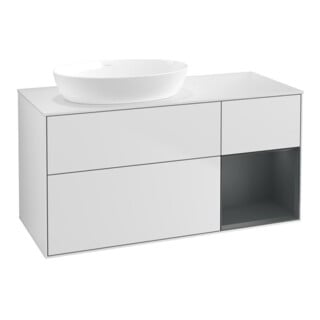 V&B Waschtischunterschrank Finion 120cm, Pl wh. m, Reg md m Lac, wh. m Lac