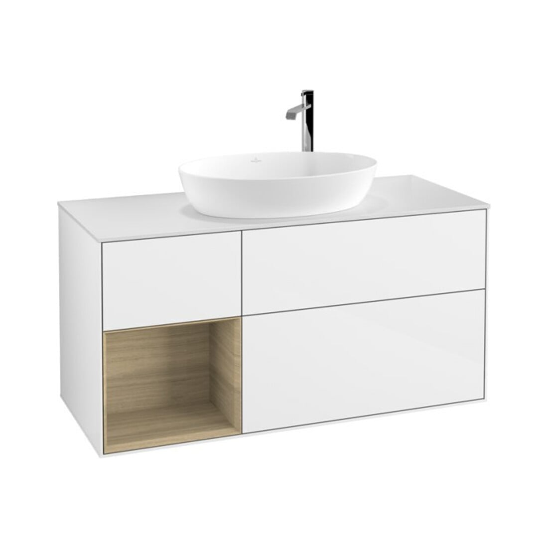 V&B Waschtischunterschrank Finion 120cm, Pl wh. m, Reg Oa ven, glo wh. Lac
