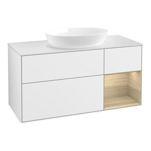 V&B Waschtischunterschrank Finion 120cm, Pl wh. m, Reg Oa ven, glo wh. Lac